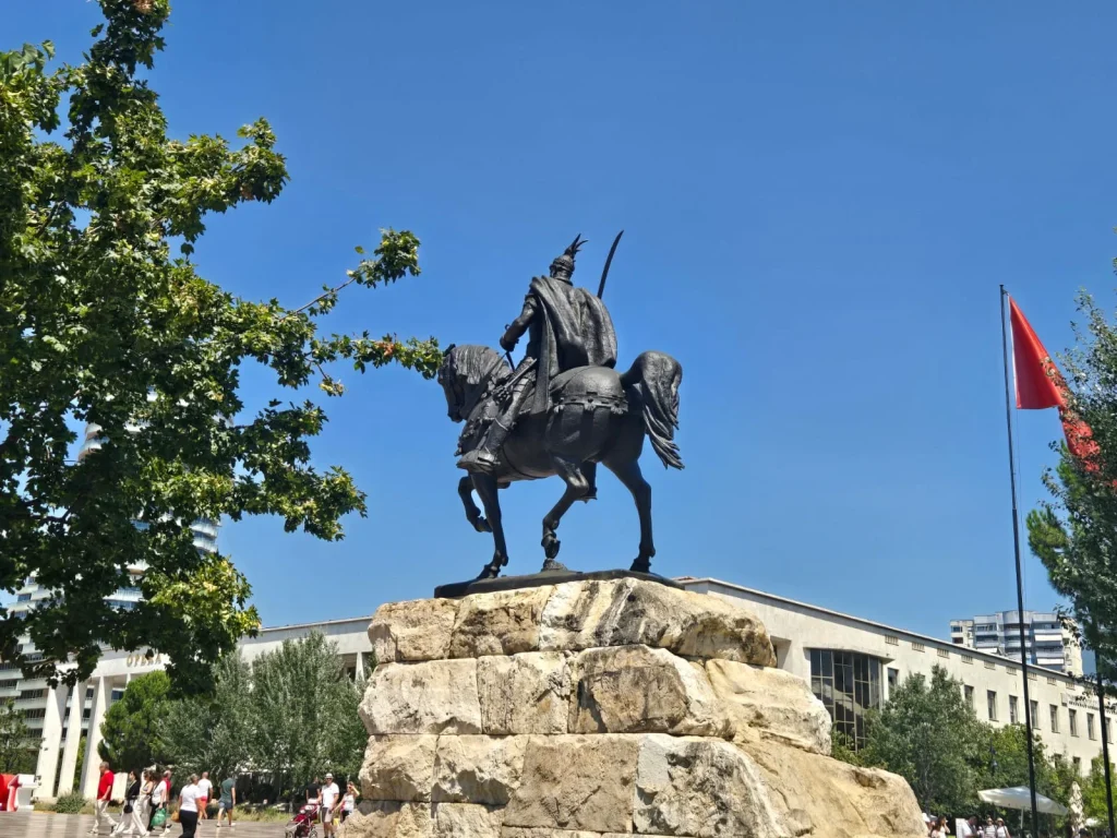 Skanderbeg Square statue Tirana Albania walking tour landmark